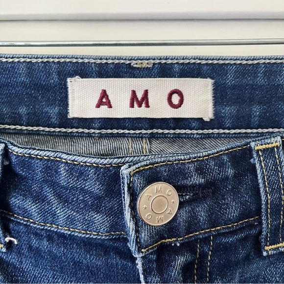 AMO Twist Low/Mid Rise Straight Leg Denim Jeans Split Cuff | True Blue | Size 26 - Picture 7 of 10